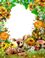 Рамка цветочная с оленями